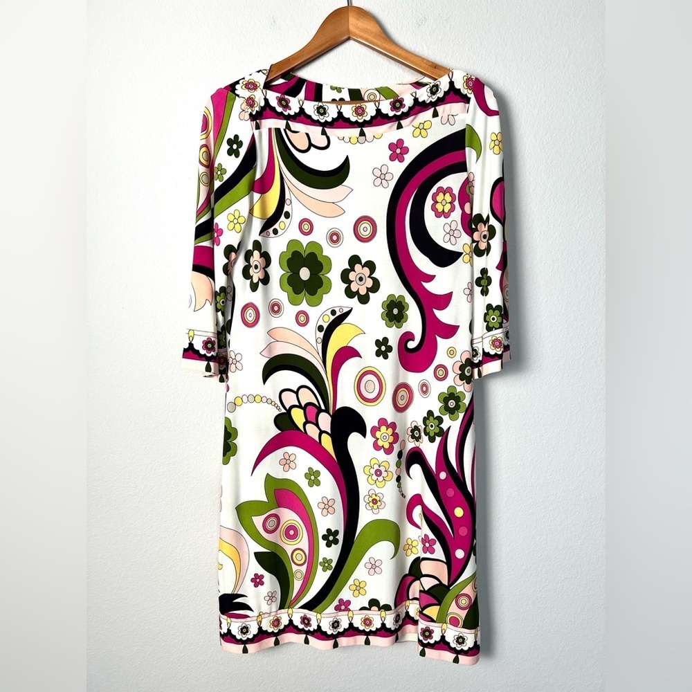 Ali Ro Psychedelic Floral Knit Shift Dress Maximalist Colorful‎ Size 10